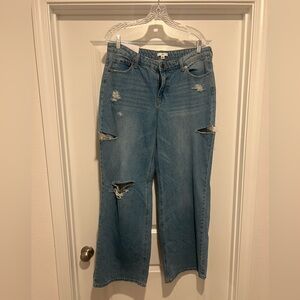 BP Blue Distressed Flare & Wide Leg Jeans